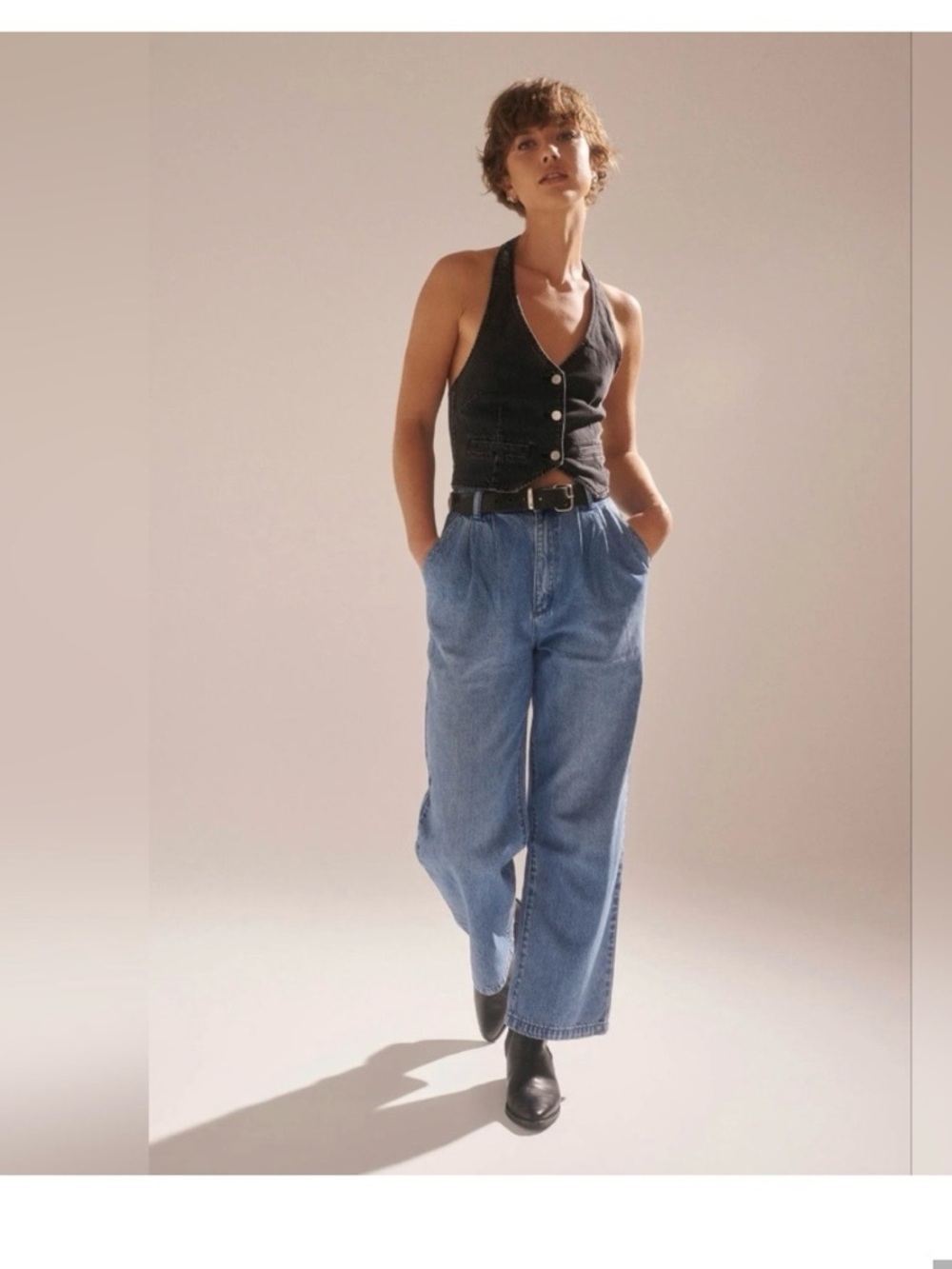 Rolla's Chloe Denim Blue High waisted Loose fit pleated Jeans